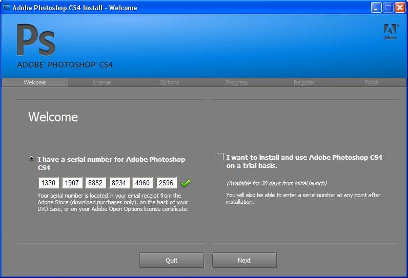 download adobe photoshop cs4 with serial number